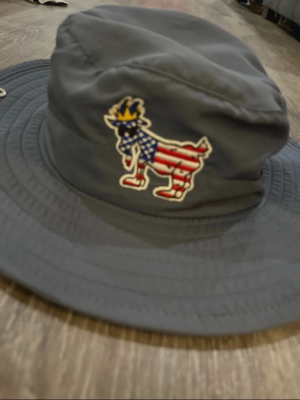 Men's Gray Bucket Hat with Patriotic Patch